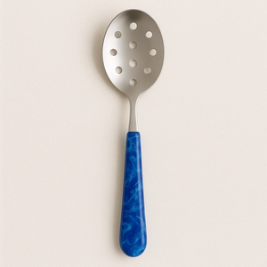 Cuchara ranurada de acero espejado con mango blanco de lujo elegante colador de servicio brillante cuchara utensilio de cocina resistente al calor para Hotel - Product Image 3