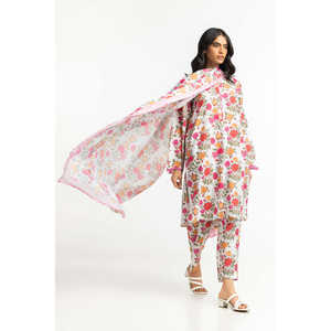 Dupatta de Satén Blanco con Estampado Arrugado Estilo Boho para Mujer, Transpirable - Product Image 2