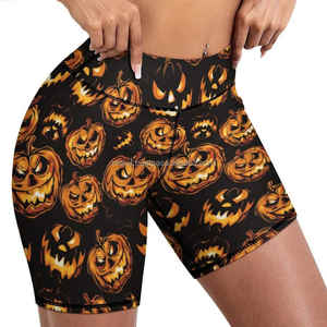 Pantalones cortos de yoga y gimnasio de cintura alta al por mayor para mujer, pantalones cortos deportivos transpirables cómodos con botones, sublimación personalizada, color sólido - Product Image 3