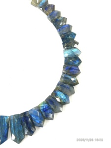 Collier ras de cou en quartz bleu feu naturel de qualité AAA, luxe, facetté, 18 pouces - Product Image 3