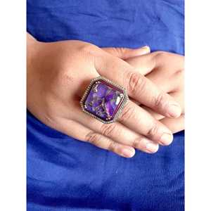 Grande Pierre Forme Carrée Cocktail Bague Argent Plaqué Pave Brillant Zircon Déclaration De Luxe Bijoux Femmes Cadeau - Product Image 1