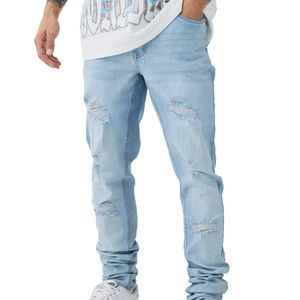 Pantalones Vaqueros Ajustados de Moda para Hombre, Diseño Desgastado y Roto, Ropa de Diseñador, Jeans para Hombre, Nueva Moda - Product Image 1