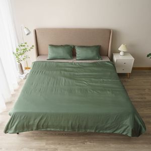 Ensemble de literie en coton satiné 100% coton 300TC de couleur unie OEM/ODM avec taies d'oreiller, housse de couette, drap-housse, doux et respirant - Product Image 2
