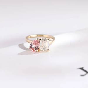 แหวนแต่งงานเซอร์คอนสีชมพูสีเงินแท้925ล้วนแหวนหมั้นเพชร18K ของขวัญวันวาเลนไทน์ผู้หญิงผู้หญิง - Product Image 1