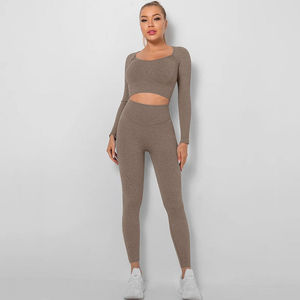 Ensemble de soutien-gorge de sport respirant personnalisé et leggings Ensemble de yoga pour femmes Ensemble de fitness Spandex Polyester Vêtements de sport pour femmes Ensemble de yoga pour femmes Service OEM - Product Image 5