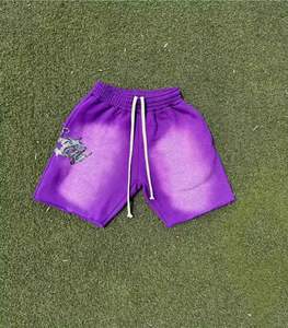 Short personnalisé de haute qualité 100% coton surdimensionné à la mode impression mi-taille poches Designer graphique délavé à l'acide - Product Image 4