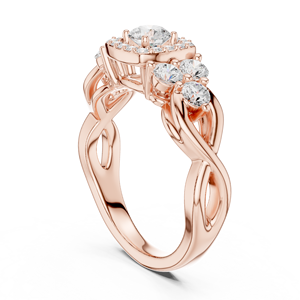 Bague de fiançailles halo en diamant taille ronde |   Bijoux de mariée sur mesure de la meilleure qualité - Product Image 1