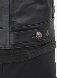 Veste en cuir pour homme, style jean, en peau de mouton, noir, design personnalisé, vente en gros, mode vintage, écologique, col montant - Product Image 4