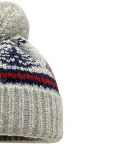 Gorro de Invierno Personalizado de Punto Gris con Estampado, Pompón, Puño Acanalado, Mezcla de Lana Acrílica Cálida, Fabricante Mayorista Personalizado - Product Image 2