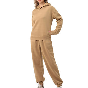 Traje deportivo de 2 piezas para correr de invierno para mujer, chándal con logotipo personalizado para mujer/chándal de algodón 100% - Product Image 6