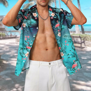 Chemise hawaïenne d'été à manches courtes et col en V pour homme - Nouveau design tendance, toile personnalisée, écologique, respirante, OEM - Product Image 5
