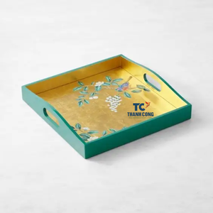 Haute qualité en gros personnalisé peint laque plateaux de service vaisselle décorative laqué plateaux fabricant au Vietnam - Product Image 1