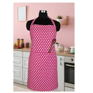 Tablier de Chef imprimé à pois de couleur rose, logo personnalisé, imperméable, 100% coton biologique, multifonction, pour le nettoyage - Product Image 1