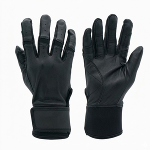 High Quality Genuine Leather Black Baseball Batting Gloves Professional Adult Youth Custom Logo Non-Slip Softball Batting Gloves - Product Image 1