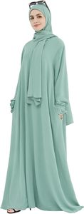 Color sólido transpirable Dubai Abayas marroquí Kaftan mujeres gasa seda Burqa Ramzan musulmán Maxi vestido túnica árabe tela Islámica - Product Image 5