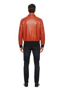 Chaqueta Bomber de Cuero PU Estilo Vintage para Hombre, Acabado Suave, Dobladillo Acanalado, Uso Diario - Product Image 5