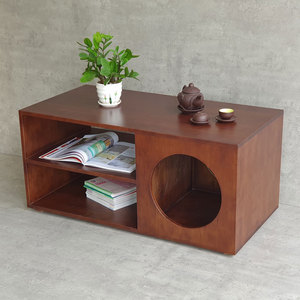 Modern Wooden <b>Sofa</b> <b>Table</b> with Pet House 100x50x45cm Rubber Wood TT68253 - Product Image 4