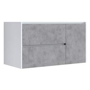 Luis Nordikflat Meuble de salle de bain couleur ciment 91x46xh55.5cm Meuble de base pour lavabo avec deux tiroirs et porte latérale - Product Image 1