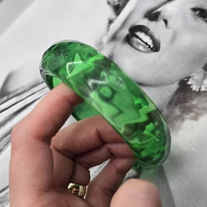 Trendy Unique Artisan Craft Resin Bangle Set Gold Foil & Botanical Elements <b>Jewelry</b> <b>Findings</b> - Product Image 1