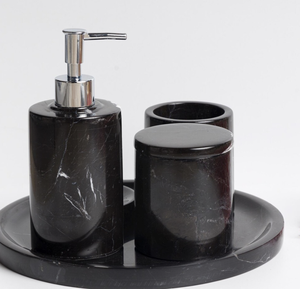 Nouveauté : Ensemble d'accessoires de salle de bain en quatre pièces, écologiques, taille personnalisée, en stock, marbre blanc onyx albâtre, salles de bain à domicile - Product Image 3