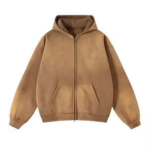 Sweats à capuche vintage 100% coton lavés à la pierre personnalisés pour hommes sweats zippés respirants à manches longues surdimensionnées pour l'hiver - Product Image 6