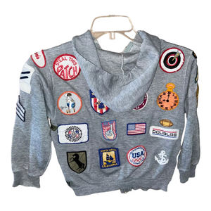 Sweat à capuche brodé avec patchs, fabricant OEM, sweat en molleton de coton épais avec patchs cousus, streetwear pour marques et commandes en gros - Product Image 2