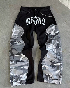 Custom Camo Patchwork Tracksuit Set | Heavyweight 100% Cotton Hoodie & Sweatpants | Applique Embroidery Zipper Sweatsuit for Men - Product Image 5