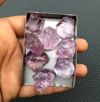 5 Pièces de Pierres Brutes d'Ametiste Rose Naturelle de Haute Qualité, 20-30 MM, Non Traitées, Taillées à la Main, Effet Optique Étoilé, pour Pendentif
