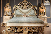 Lit de chambre moderne en teck massif de style américain, cadre doré royal, taille personnalisable, capitonné, mobilier de maison durable