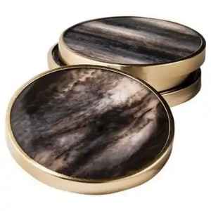 Decorative Buffalo Horn Coasters for Home Unique and Durable Drink Mats for Tea Cups and <b>Mugs</b> - Product Image 1