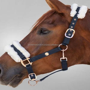 Halter de caballo de nailon acolchado de lana suave y ligero de colores vibrantes de lujo con hebilla y anillos de doble corona de acero inoxidable duradero - Product Image 5