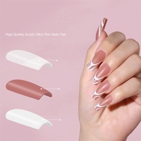 Aillsa French Long Square Full Cover Acrylique Press-On Nails 120Pcs 15 tailles pour l'utilisation des doigts