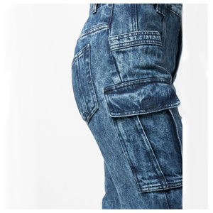 Pantalones Vaqueros de Mezclilla de Pierna Recta y Cintura Alta para Mujer, Estilo Cargo, Ropa Casual, Cómodos - Product Image 5