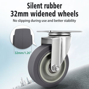 4 Stück leise abschließende Rollen mit Bremse - 3""/4""/5"" Drehbare Platten-Räder für keine Bodenmarkierungen und einfache Mobilität - Product Image 4