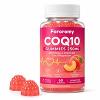 Gummies CoQ10 250mg Oméga-3 Vitamine B3 Zinc Magnésium Sans Sucre Végétaliennes Santé Cardiaque Énergie Cellulaire Saveur Pêche 60 Unités
