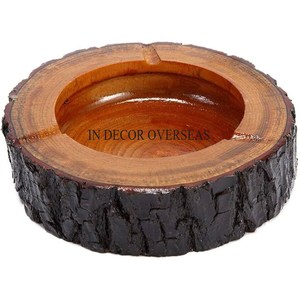 Most Selling Mango Wooden Made Round Shape Table Centerpiece Cigar <b>Ashtray</b> For Hotel And Restaurant From IN Decor Overseas - Product Image 2
