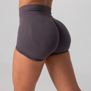 Pantalones cortos de Yoga para mujer, pantalones cortos de gimnasio de Spandex/poliéster hechos a medida, pantalones cortos de Yoga sólidos con estampado de logotipo personalizado, ropa de Fitness - Product Image 6