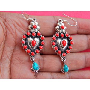 Boucles d'oreilles en argent sterling fait à la main avec pierres précieuses naturelles Turquoise bijoux fins pour filles et femmes cadeau Item-E0660-GS - Product Image 3