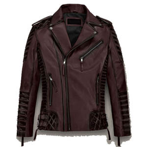 2025 llegada Unisex diseño Color bloque hombres chaqueta de cuero genuino personalizado de alta calidad hombres chaqueta de cuero al por mayor - Product Image 1