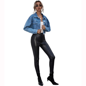 Manteaux en denim vintage à simple boutonnage pour femmes à manches longues en détresse solide lavé vêtements d'extérieur poches basiques bouton hiver été - Product Image 4