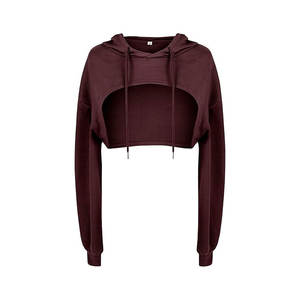 เสื้อฮู้ดแบบตัดสั้นสำหรับผู้หญิงเสื้อผ้าแนวสตรีทแบบระบายอากาศได้มีฮู้ดตัดสั้นราคาถูก - Product Image 1