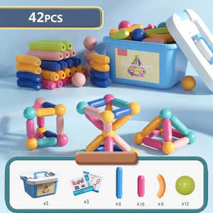 Magnetic Building <b>Blocks</b> Toys <b>Plastic</b> Construction Btons Magntiques Sets with Sticks and Balls EN71 Certified - Product Image 4