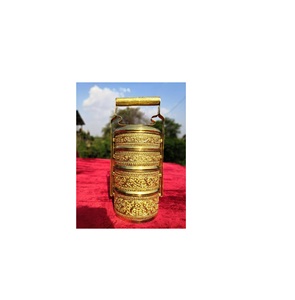 Traditional Indian pure brass tiffin <b>box</b> <b>for</b> <b>keeping</b> <b>lunch</b> <b>warm</b> with natural health benefits <b>for</b> everyday meals - Product Image 6