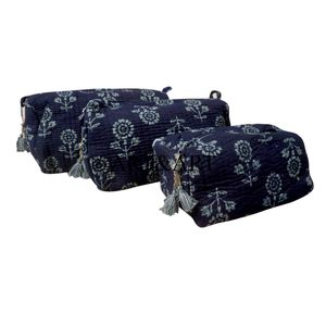 Handmade 3-Piece Eco-Friendly Large Women's Indian 100% Cotton Cosmetic Case Set Zipper Closure Water Resistant Lightweight - Product Image 3