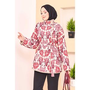Piped Ethnic <b>Pattern</b> <b>Quilted</b> <b>Jacket</b> for Ladies Floral Embroidered Vintage Coat Cotton Filling Belt for Spring Summer Winter - Product Image 5
