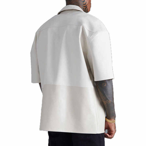 Chemise à manches courtes pour homme, 100% cuir, décontractée, respirante, antibactérienne, écologique, style moderne, coupe ample, motif uni, corne - Product Image 6