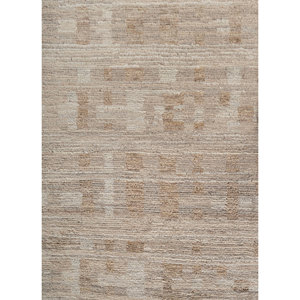 พรมขนสัตว์ถักมือสีเบจและสีน้ำตาลลายเรขาคณิต พรมปูพื้นปอกระเจาสำหรับตกแต่งห้องนั่งเล่น รุ่น Re-1595 ขนาดใหญ่ - Product Image 3