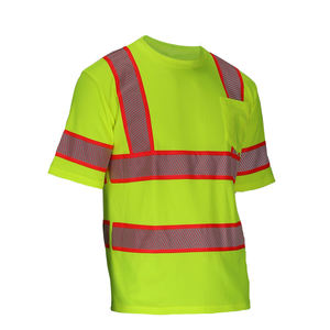 Camiseta de alta visibilidad con cinta reflectante para uso en construcción, fábrica e industria. - Product Image 1