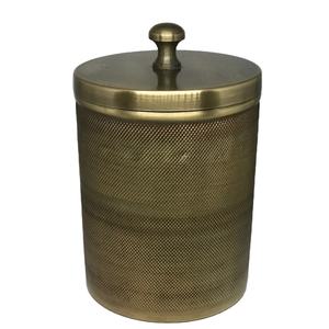 ขนาดใหญ่ที่มีคุณภาพสูงโลหะเพชรพื้นผิวเทียน Jar ตกแต่งบ้านทองเหลืองโบราณที่มีฝาปิดเรือเทียน - Product Image 1