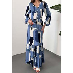 Vestido con Estampado Azul - Azul - Product Image 4